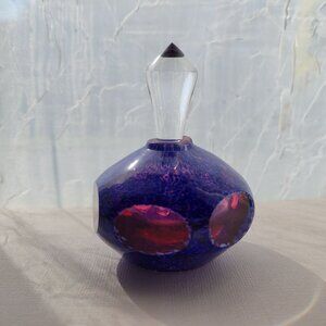 Vintage Glass Perfume Bottle With Crystal Stopper